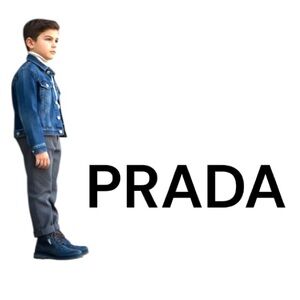 Authentic Prada luxury designer boys navy leather oxford boots sz 13.5 Euro 31